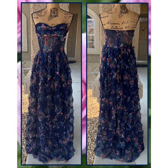 Lulu's Navy Floral Maxi Dress - Picture 6 of 12